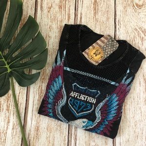 Affliction T-Shirt Small Black Bling New